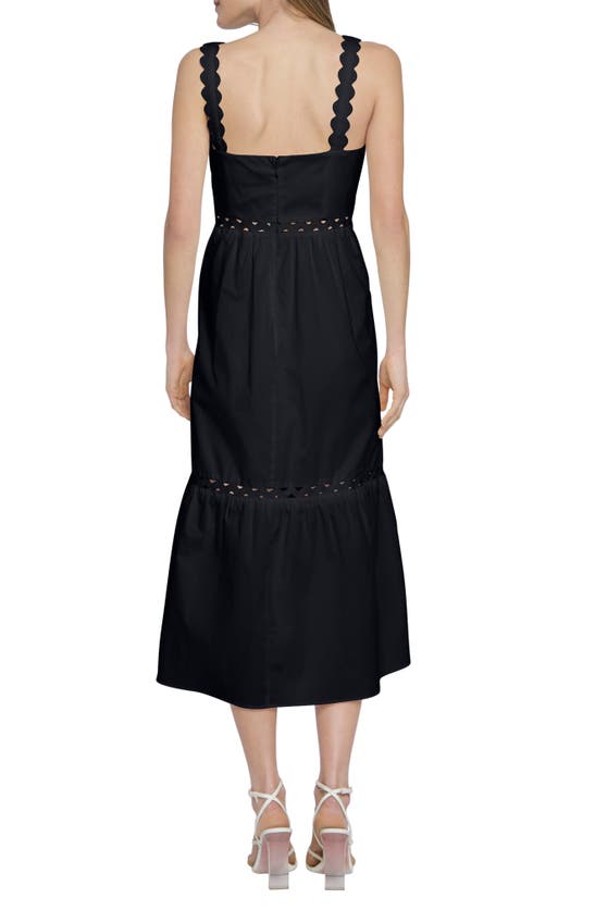 Shop Donna Morgan For Maggy Sleeveless Tiered Stretch Poplin Midi Dress In Black