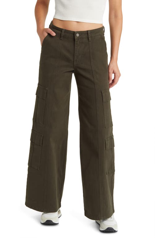 High Waist Wide Leg Cargo Jeans in Olive