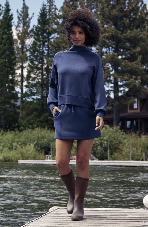 Travismathew Delightful Drawstring Miniskirt In Heather Navy Blazer