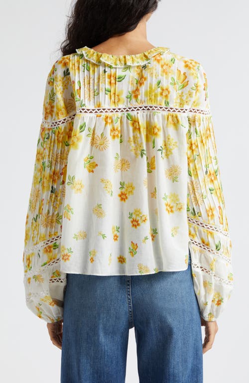 Shop Farm Rio Azaleia Floral Button-up Top In Off-white