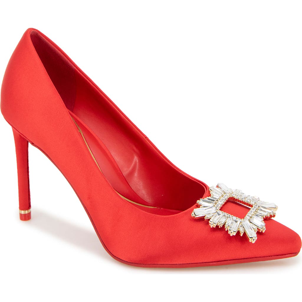 Kenneth Cole Quinnly Jewel Pointed Toe Pump In Fuego Satin