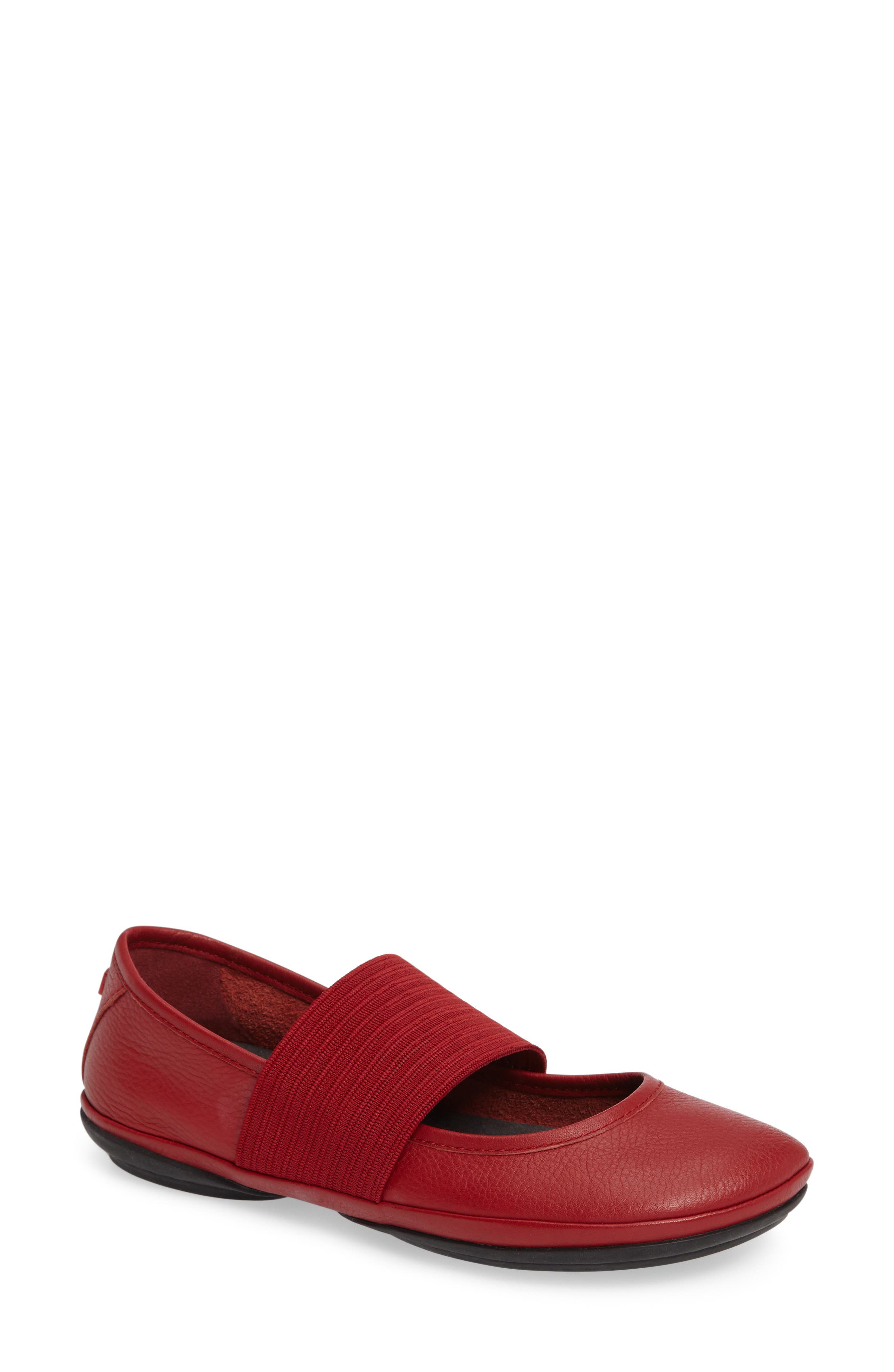 Camper 'right Nina' Leather Ballerina Flat In Red Leather