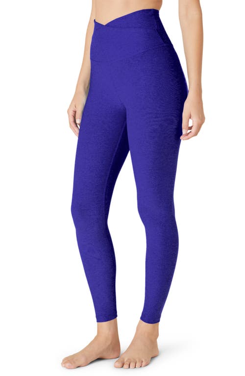 Shop Beyond Yoga At Your Leisure Space Dye High Waist Midi Leggings In Vibrant Royal