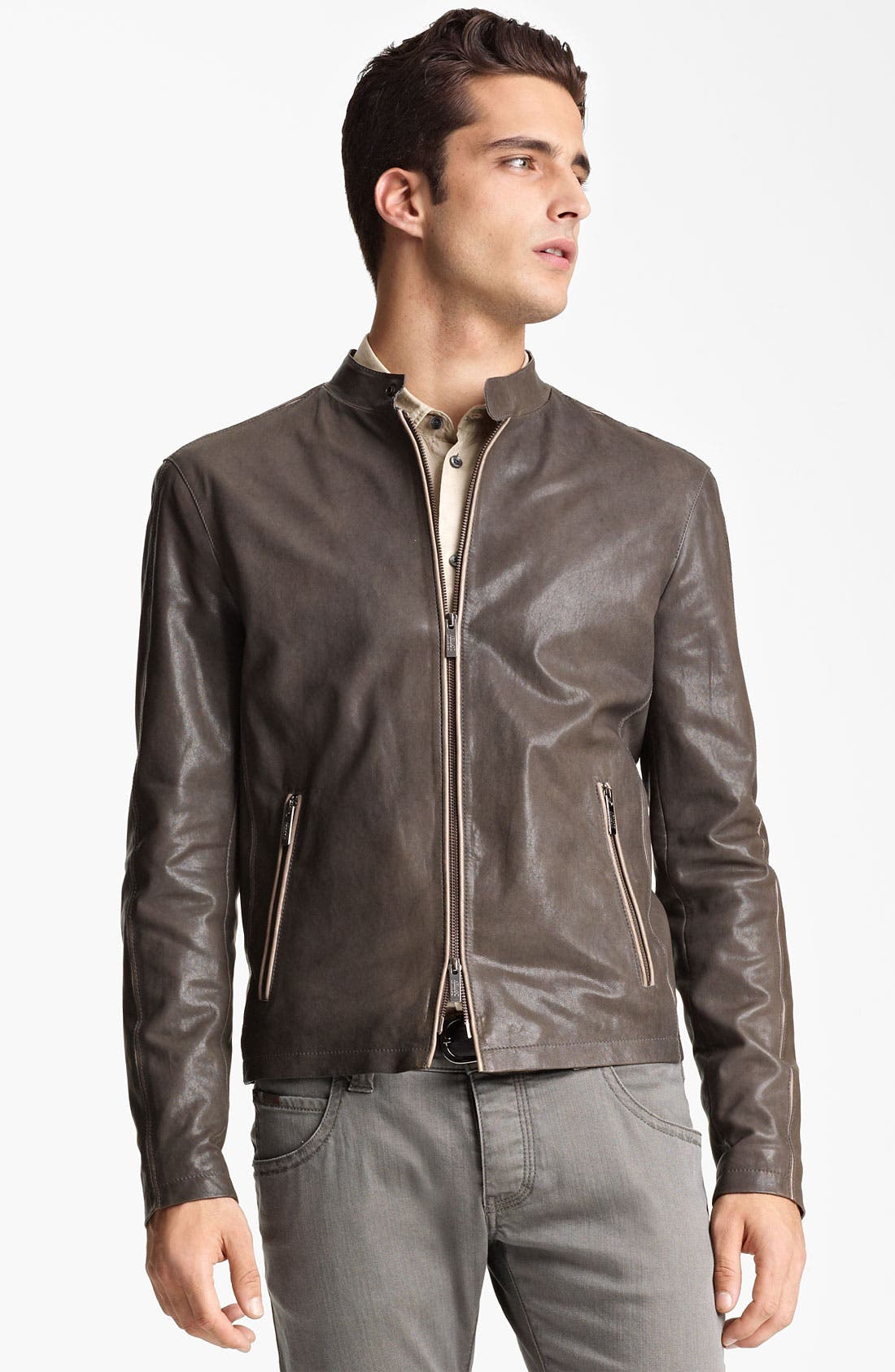 emporio armani collezioni leather jacket