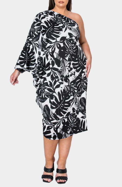 L I V D Selina One-shoulder Midi Dress In Black Ivory