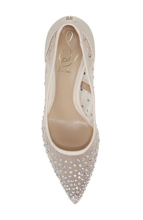 Sam Edelman Womens Hazel Rhinestone-embellished Mesh Courts Crea In Modern Ivory
