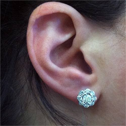 Bliss Diamond 2 1/2ct Halo Fire Pure Lab Grown Diamond Studs 14k Gold In 14k White Gold