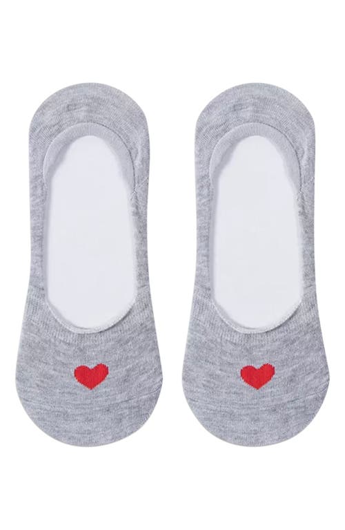 High Heel Jungle Secret Heart Embroidered No Show Socks In Pink White Grey