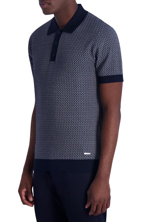 Shop Karl Lagerfeld Paris Geometric Jacquard Polo Sweater In Navy