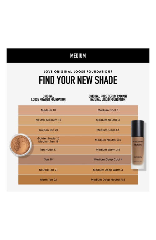 Bareminerals ® Original Pure Serum Radiant Natural Liquid Foundation Mineral Spf 20 In Medium Deep Neutral 4