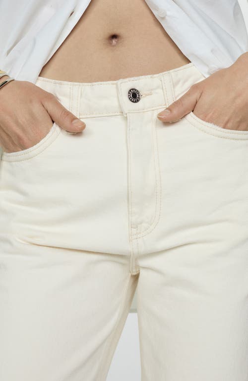 Mango Raw Hem Crop Straight Leg Jeans In Ecru