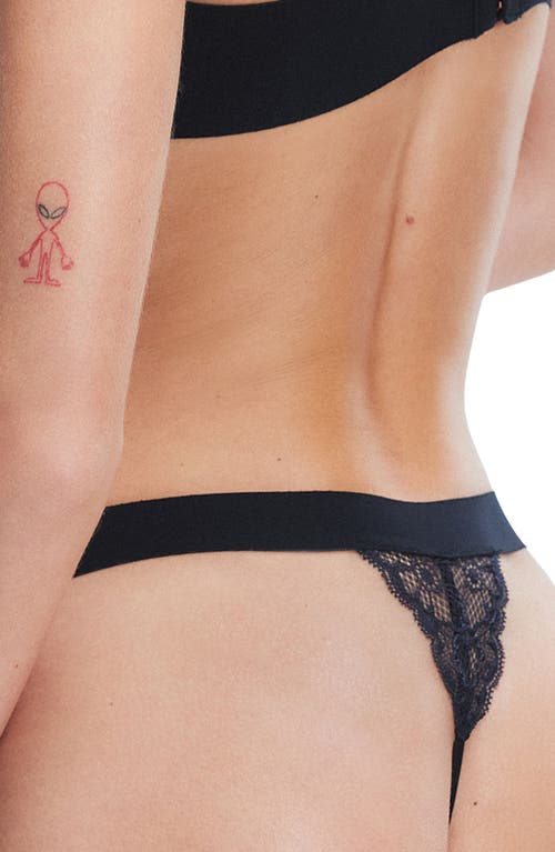 Savage X Fenty Bold Lace Thong In Black Caviar