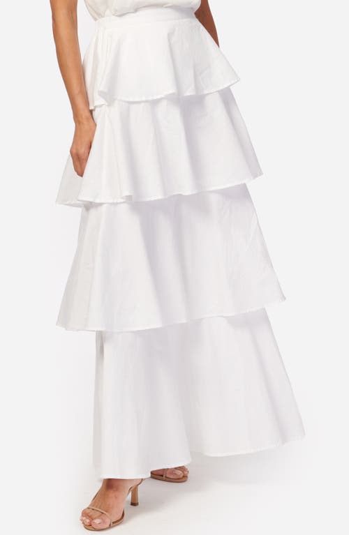 Terra Tiered Cotton Poplin Maxi Skirt in White
