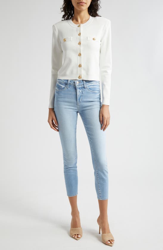 Shop L Agence Toulouse Crewneck Cardigan In Ivory