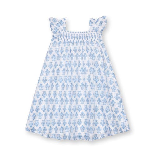 Hope & Henry Girls' Organic Flutter Sleeve Smocked Sundress, Toddler In Riviera Woodblock Floral