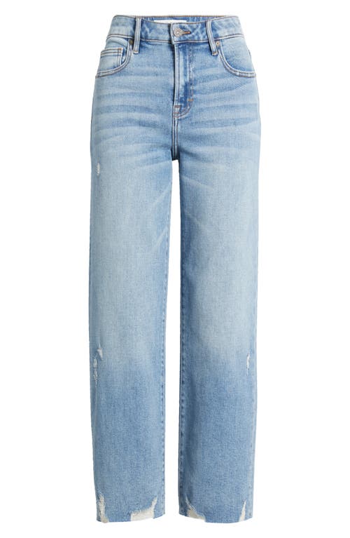 Shop Hidden Jeans High Waist Raw Hem Ankle Straight Leg Jeans In Light Wash