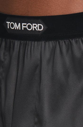 Tom Ford Men's Stretch-silk Logo Boxer Shorts - Midnight Blue - Size Xs - Fall Sale