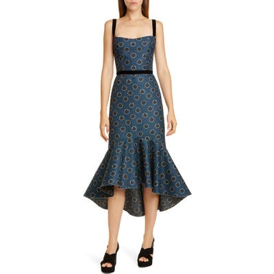 Johanna Ortiz Ruffle Hem Midi Dress, Blue