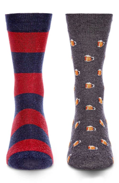 Memoi Assorted 2-pack Crew Socks In Blue