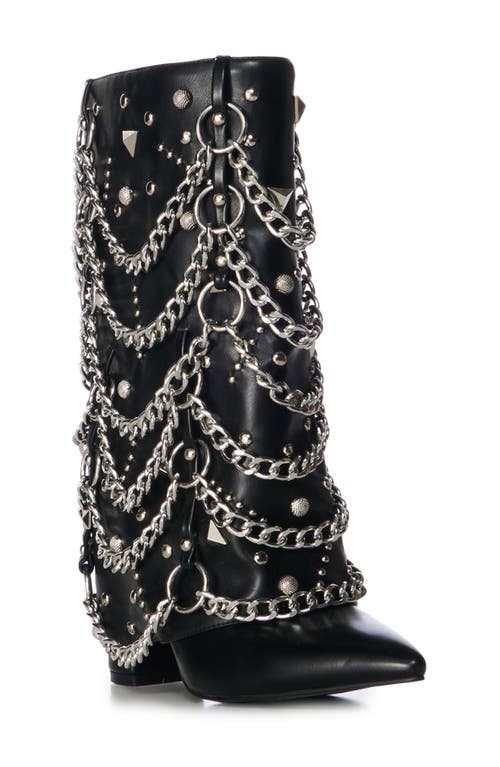 Shop Azalea Wang Aleena Chain Link Tall Boot In Black