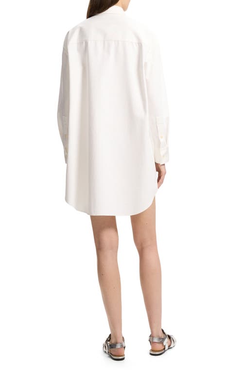 Shop Theory Long Sleeve Cotton Poplin Shirtdress In Optic White