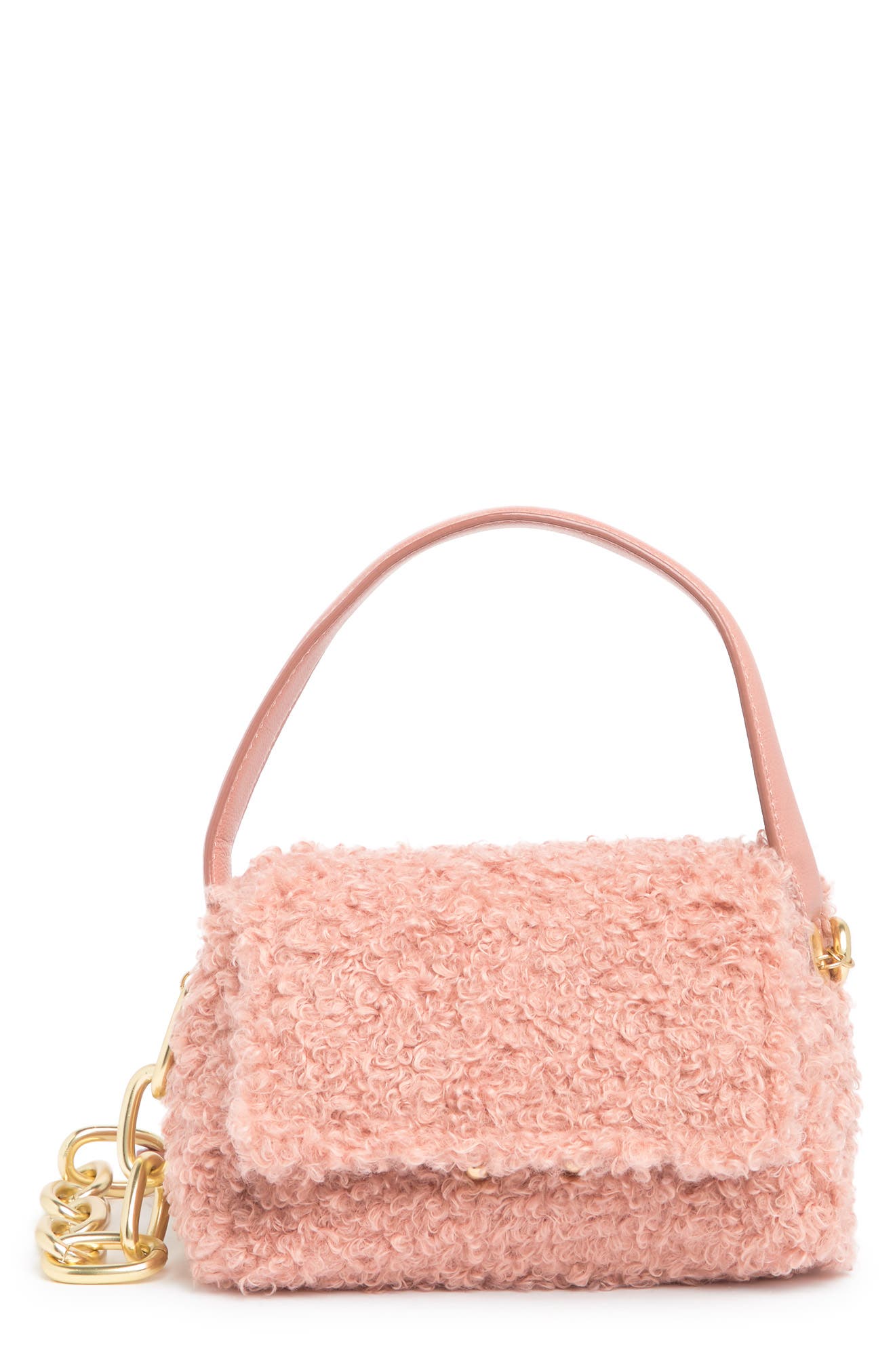 House Of Want H.o.w. We Are Chic Faux Shearling Crossbody Bag In Blush 