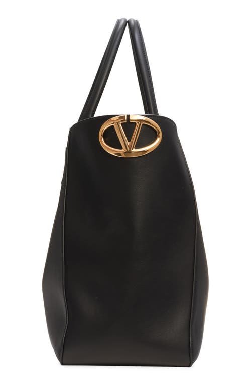 Shop Valentino Garavani Small Vlogo Detail Leather Tote In Nero