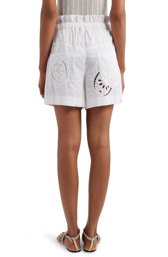 Shop Isabel Marant Hidea Embroidered Paperbag Waist Shorts In White