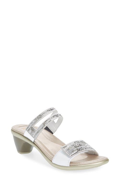 Naot Temper Embellished Slide Sandal In White/pearl Metallic