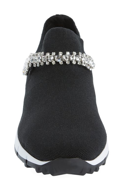Shop Jimmy Choo Verona Embellished Knit Sneaker In Black/crystal