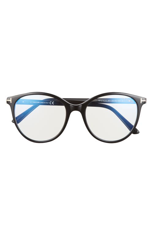 Tom Ford 53mm Cat Eye Blue Light Blocking Glasses in Black