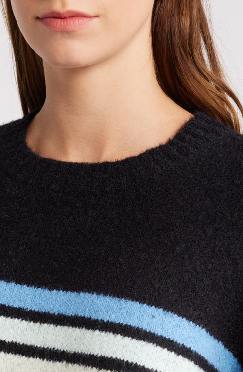 Rip Curl High Tide Hibiscus Stripe Crewneck Sweater In Black