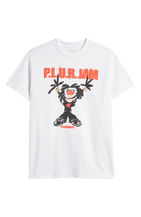 Shop Pleasures P.l.u.r. Jam Cotton Graphic T-shirt In White