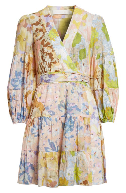 Shop Zimmermann Pop Mixed Floral Cotton Wrap Dress In Patch Floral