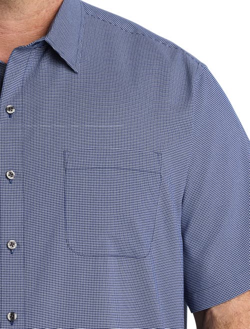 Shop Synrgy By Dxl Microfiber Small Plaid Sport Shirt In Blue