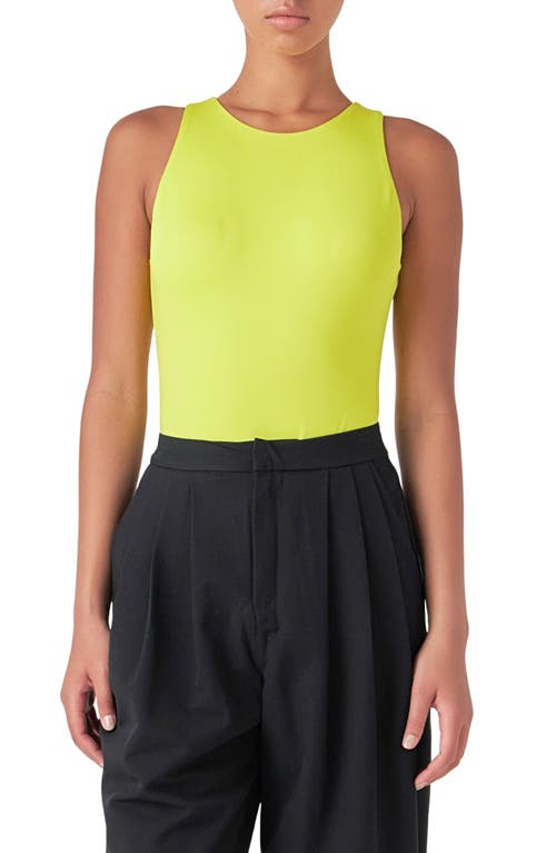 Grey Lab Solid Crewneck Bodysuit In Lime