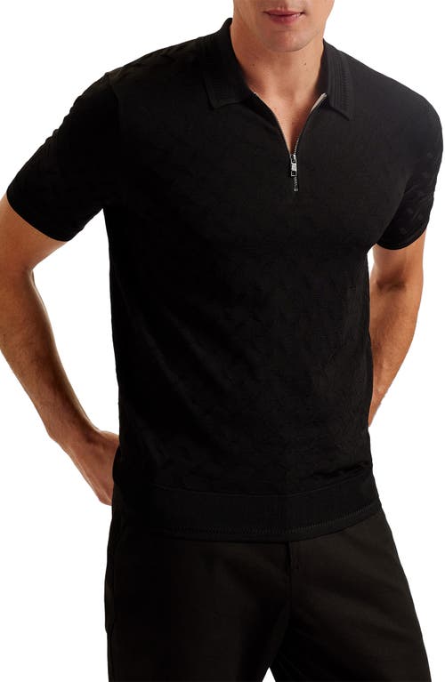 Palton Textured Sweater Polo in Black