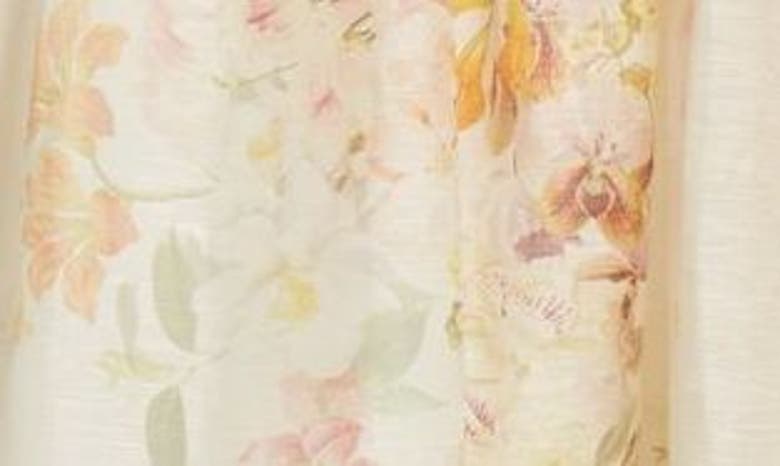 Shop Zimmermann Natura Floral Linen & Silk Organza Corset Midi Dress In Kaleidoscope Garden