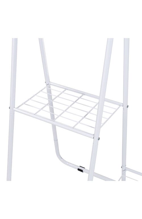 Honey-can-do Shelved Garment Rack In White
