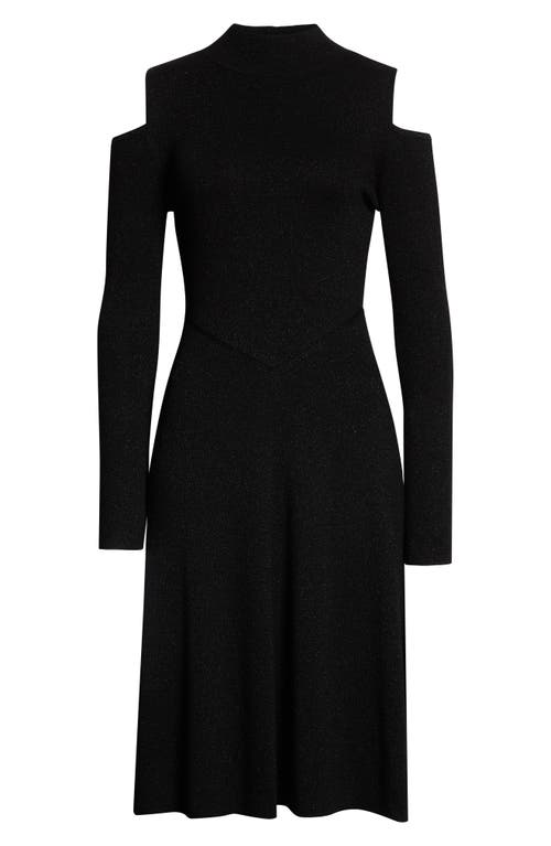 Shop Hugo Boss Frikka Cold Shoulder Wool Blend Dress In Black