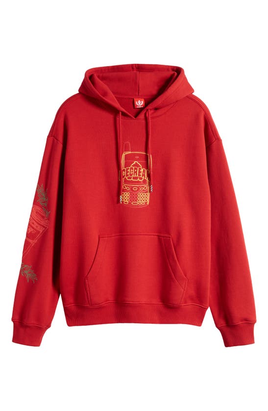 Shop Icecream Dollar Caps Embroidered Cotton Hoodie In Chili Pepper