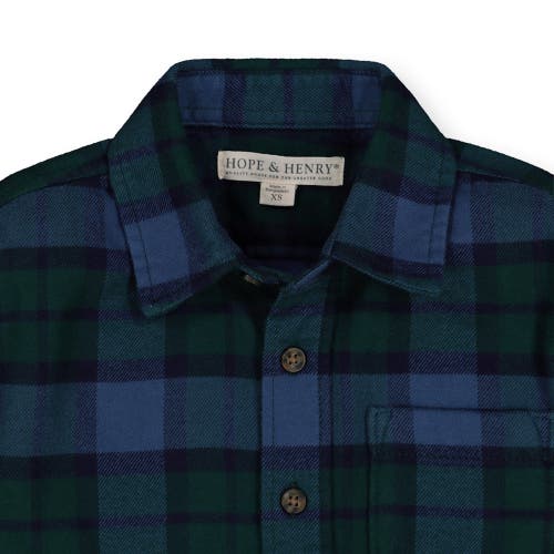 Shop Hope & Henry Boys' Organic Flannel Shirt, Kids In Large Green And Blue Plaid