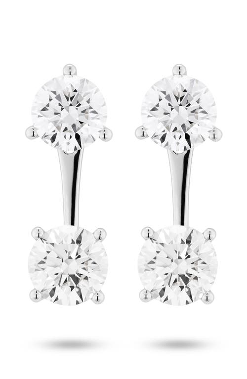 Round Lab-Created Diamond Ear Jackets in 14K White Gold