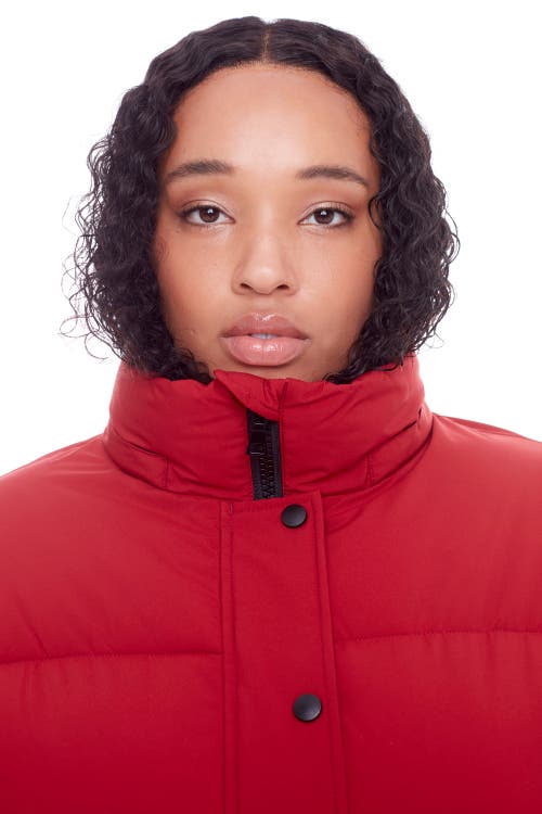 Alpine North Forillon Plus Women's Vegan Down (recycled) Short Quilted Puffer Jacket (plus Size) In Deep Red