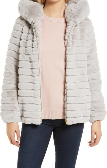 Gallery faux shop fur hooded jacket