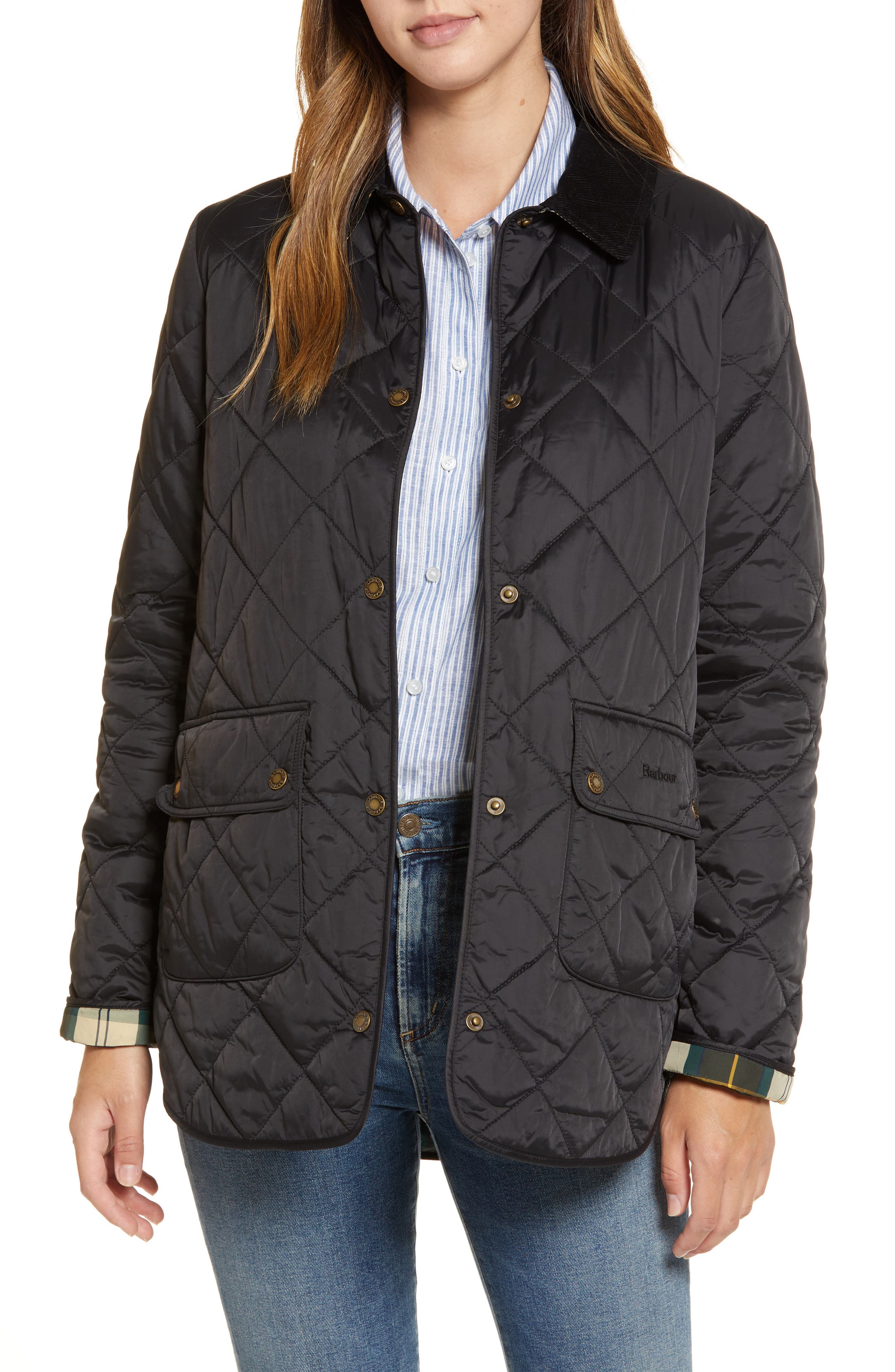 barbour quilted black jacket