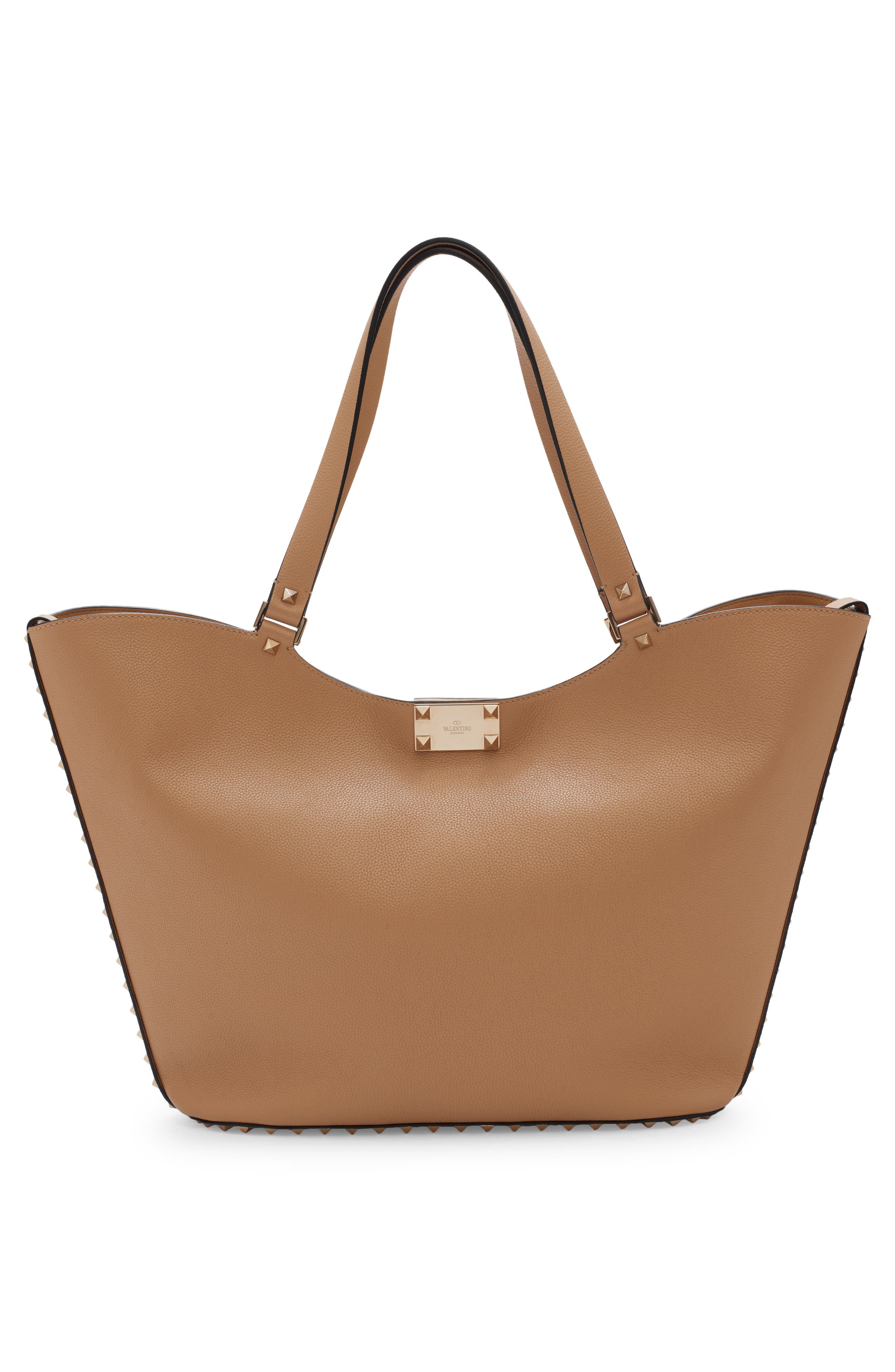 Valentino Garavani Rockstud Leather Tote in Gh9 Cappuccino | Smart