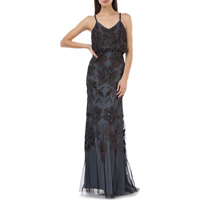 Js Collections Beaded Blouson Gown, Blue