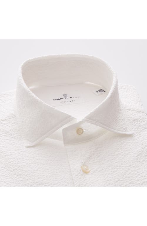 Shop Emanuel Berg Cotton Seersucker Button-up Shirt In White