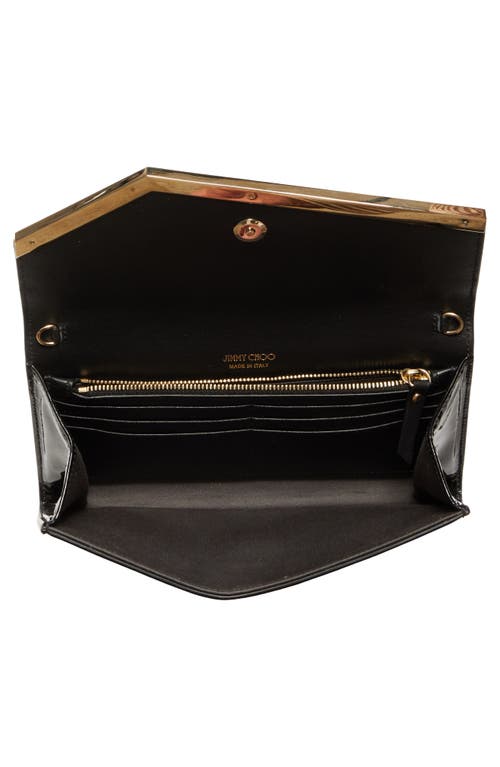 Jimmy Choo Emmie Small Asymmetrical Clutch Bag In Black/light Gold